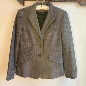 CHAPS Vintage Women’s Herringbone Cotton Blazer Black/Tan Size 4 EC Old Money